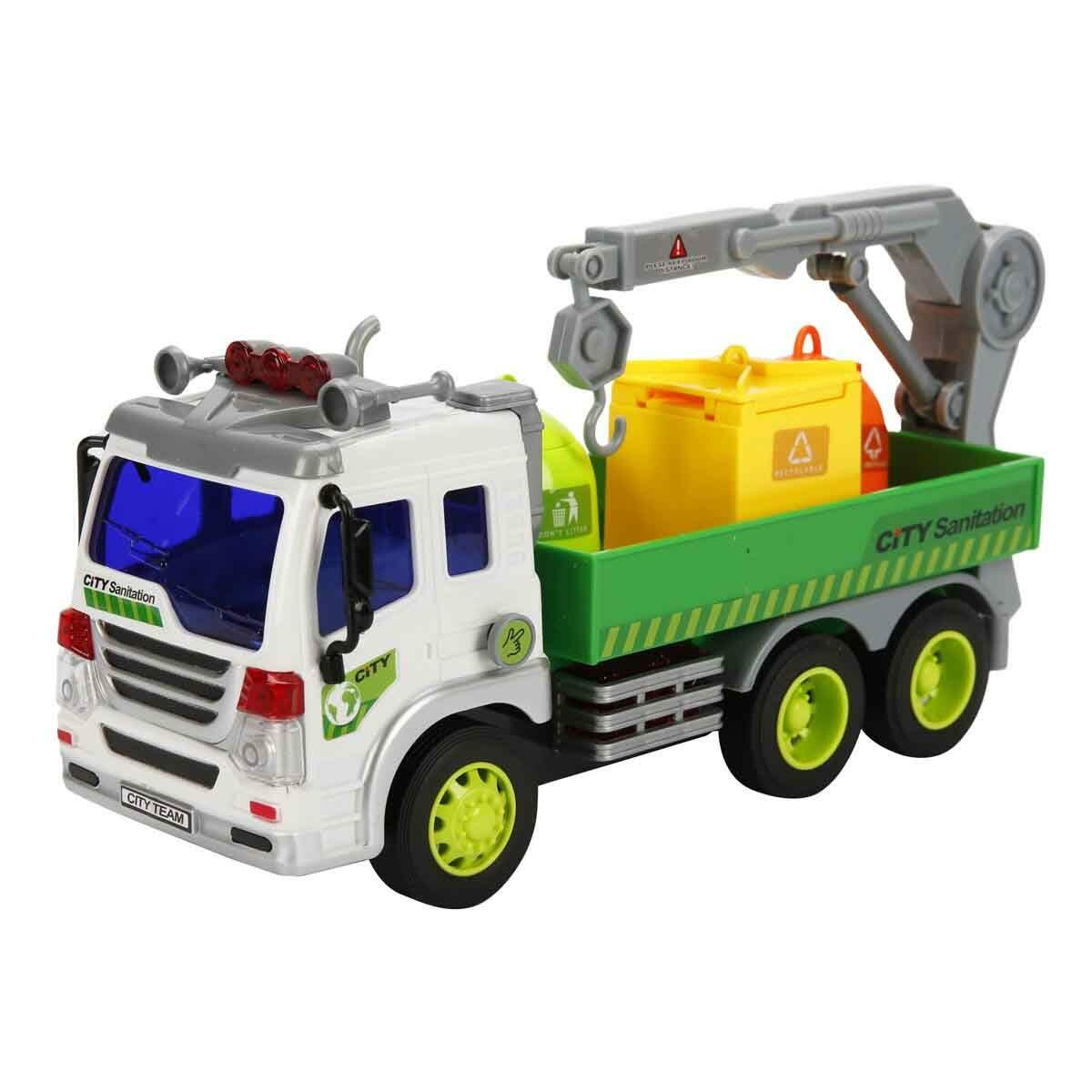 Maxx Wheels 1:16 Geri Dönüşüm Kamyonu | 28 cm Sesli Ve Işıklı Çöp Kamyonu | 3 Farklı Model Çevre Aracı