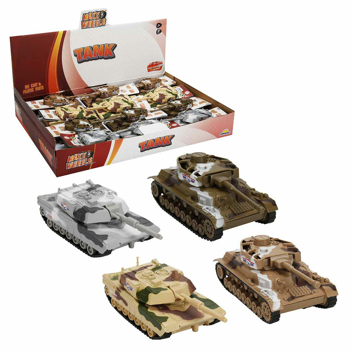 Maxx Wheels Die Cast Çek Bırak Tank | 14 cm Metal Askeri Araç | Hareketli ve Dayanıklı Koleksiyon Tankı