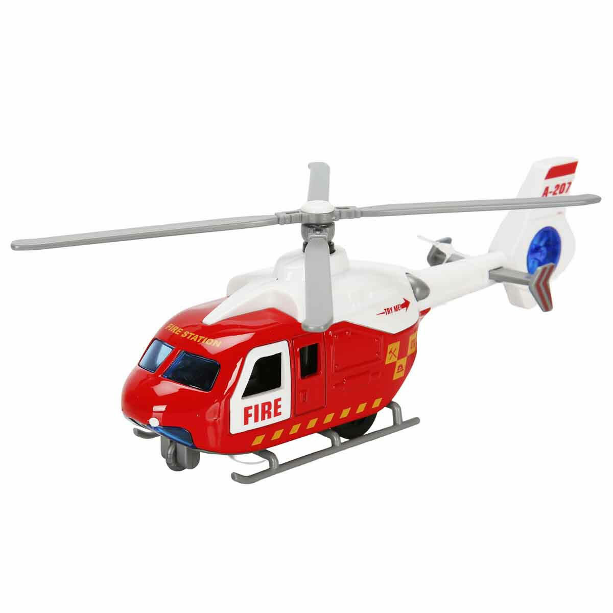Maxx Wheels Sesli ve Işıklı Çek Bırak Die Cast Helikopter | 20 cm Metal Gövdeli Kurtarma Helikopteri | Ambulans, Polis ve İtfaiye Modelleri