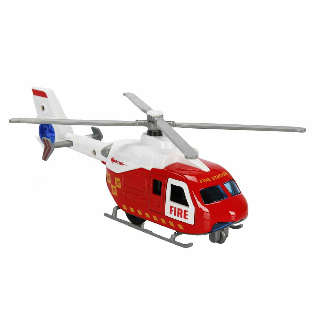 Maxx Wheels Sesli ve Işıklı Çek Bırak Die Cast Helikopter | 20 cm Metal Gövdeli Kurtarma Helikopteri | Ambulans, Polis ve İtfaiye Modelleri