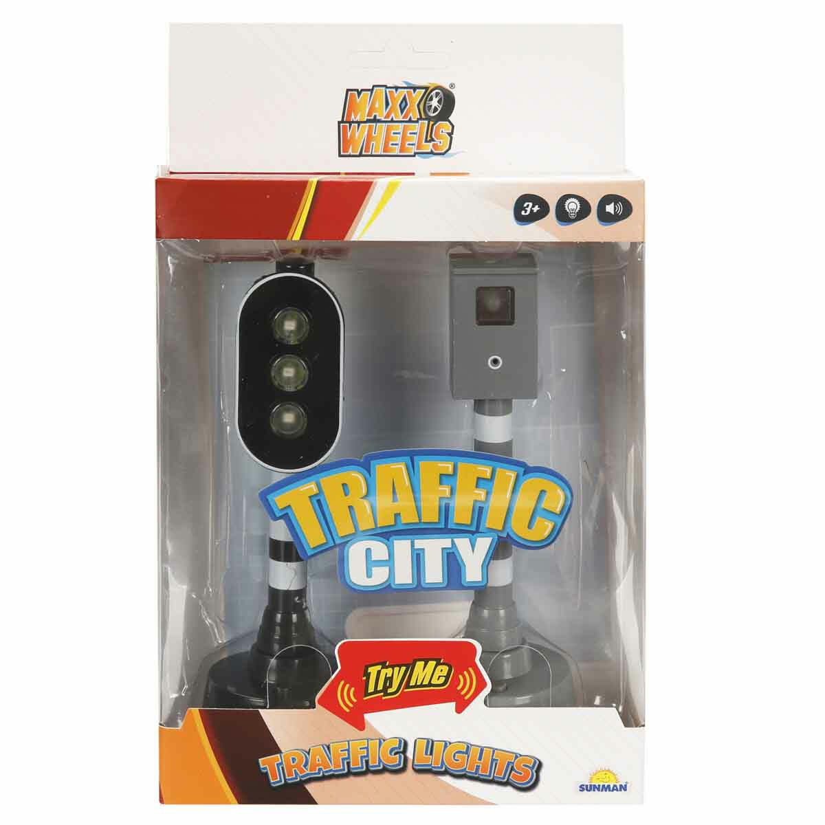 Maxx Wheels Sesli ve Işıklı Trafik Seti | Eğitici Trafik Lambası ve Levha Seti | Sesli Işıklı Polis Oyun Aksesuarları