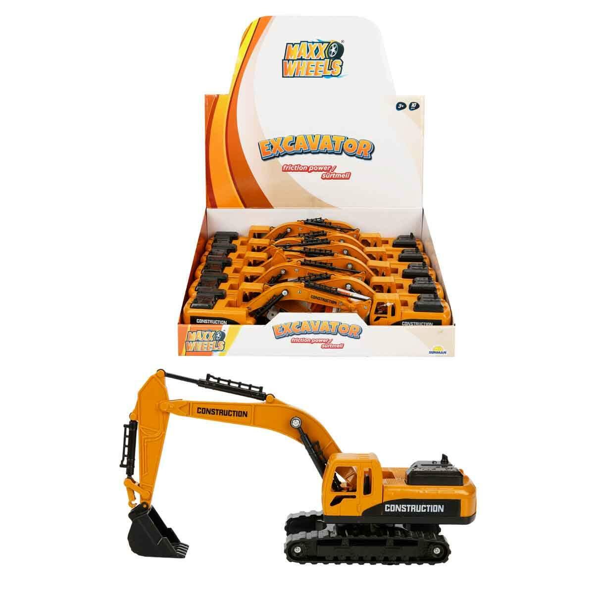 Maxx Wheels Sürtmeli Ekskavatör | Hareketli Kepçe İnşaat Aracı | Sürtmeli Mekanizmalı İş Makinesi