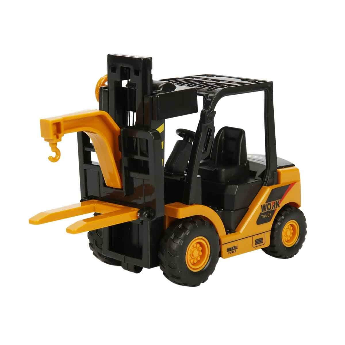 Maxx Wheels Sürtmeli Forklift | Hareketli Asansörlü İş Makinesi | 16 cm Detaylı İnşaat Aracı