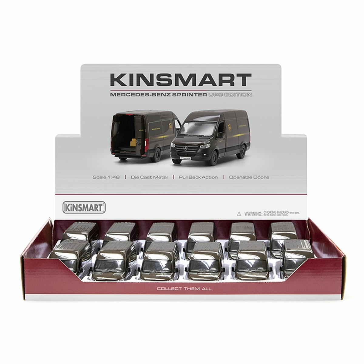 Mercedes-Benz Sprinter UPS Çek Bırak Model Araba | 1:48 Ölçekli Metal Diecast, Açılabilir Kapılı ve Lastik Tekerlekli Kargo Aracı