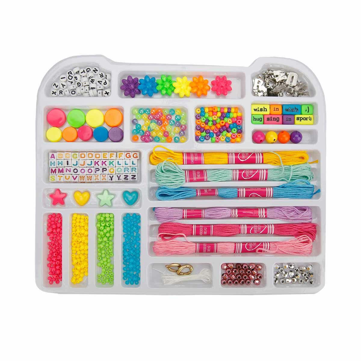 Mesajlı Boncuklar Takı Tasarım Seti | Harf Boncuklu Kolye ve Bileklik Yapım Seti, Taşınabilir Çanta Kutulu Tasarım Oyuncağı