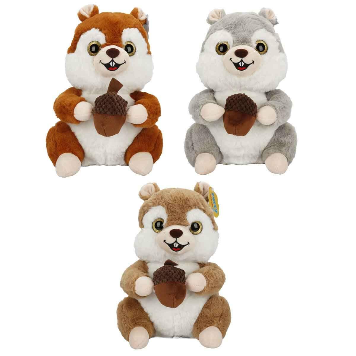 Meşe Palamudu Tutan Sincap Peluş 30 cm | 3 Farklı Renk Seçeneği | Kaliteli Ve Yumuşak Hediyelik Sincap