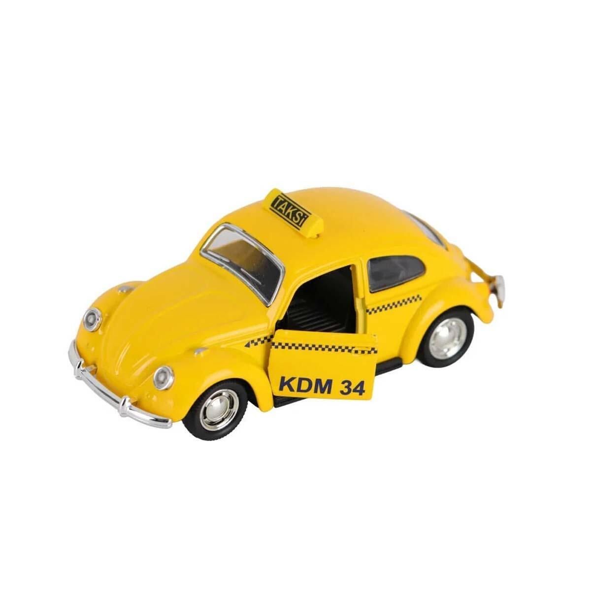 Metal Çek Bırak Sarı Taksi | Açılır Kapılı Die-Cast Şehir Arabası | Klasik Koleksiyonluk Model
