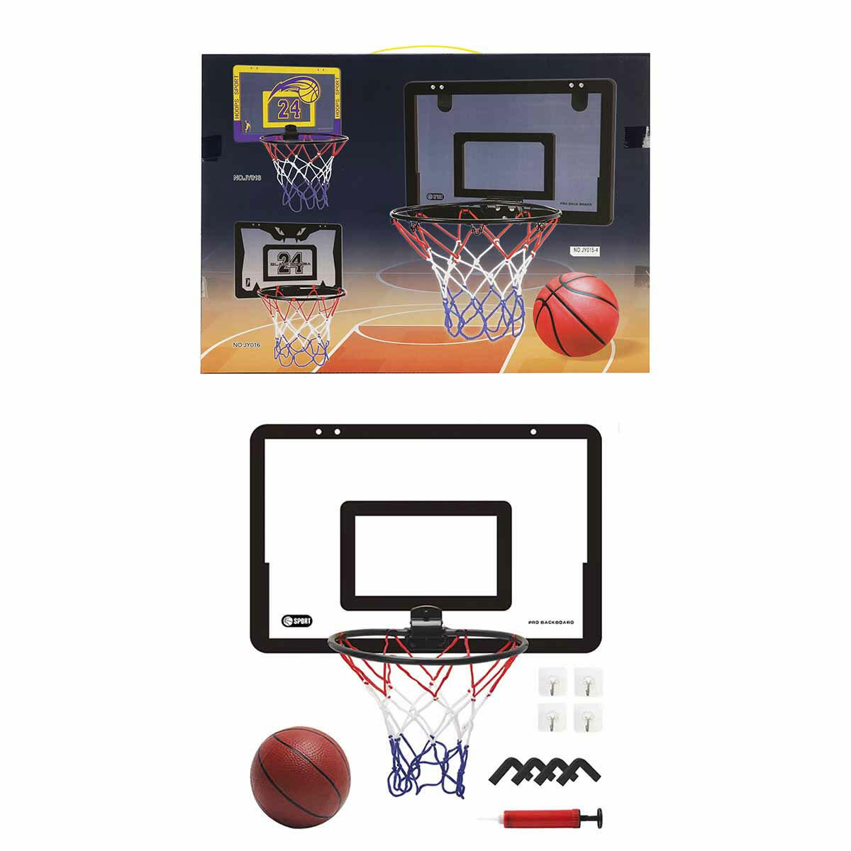 Metal Çemberli Basket Potası (45x30 cm) | Top, Pompa ve Asma Aparatı Dahil Dayanıklı Oyun Seti