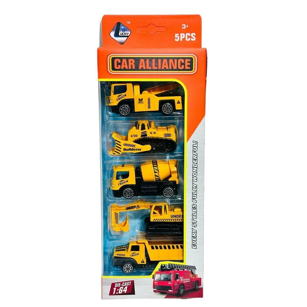 Metal Gövdeli 5'li İnşaat Araçları Seti | Mini İş Makineleri Koleksiyonu | Sesli Ve Hareketli Parçalı Set