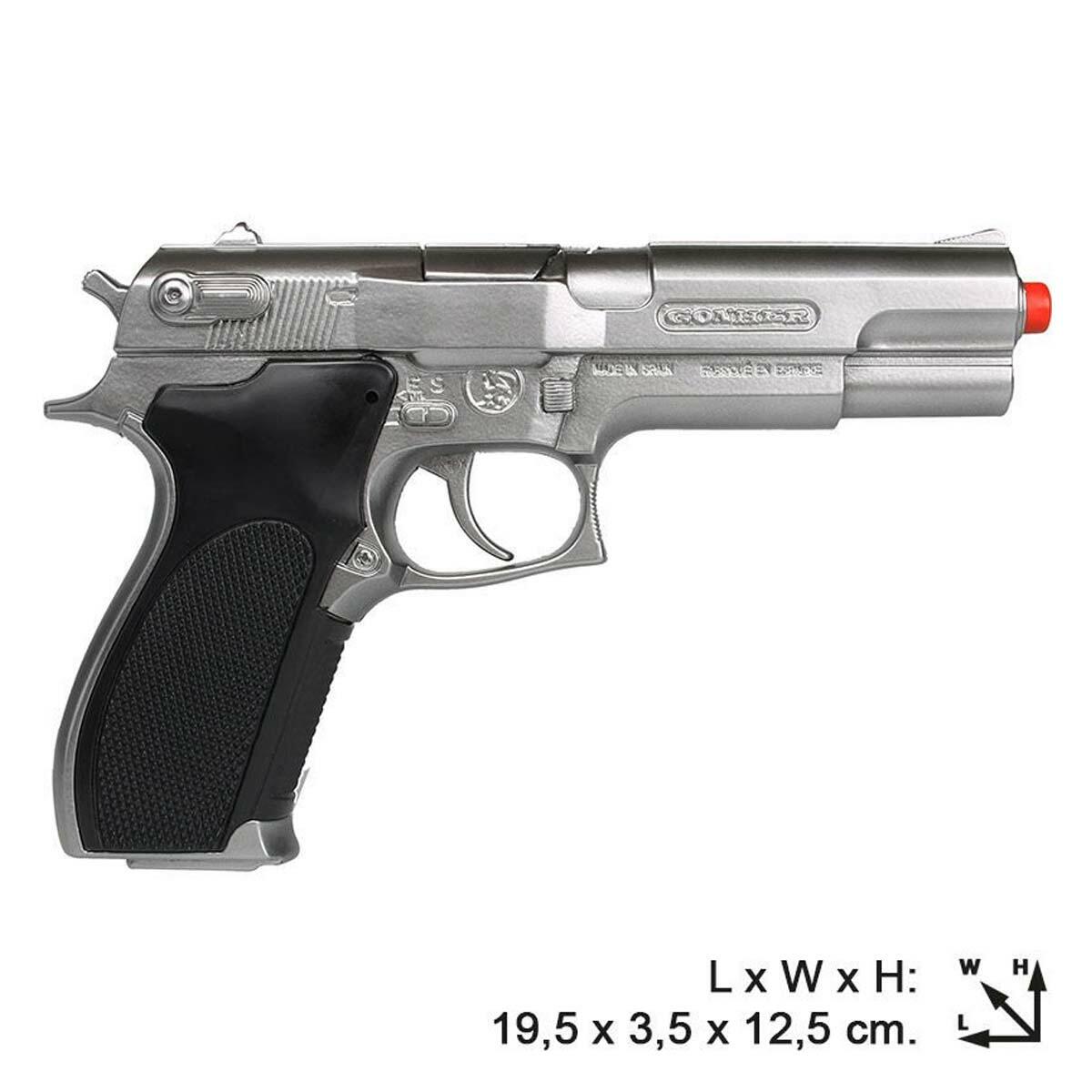 Gonher Metal Kapsül Patlatan Polis Tabancası 8'li Gümüş | Koleksiyonluk Emniyet Seti