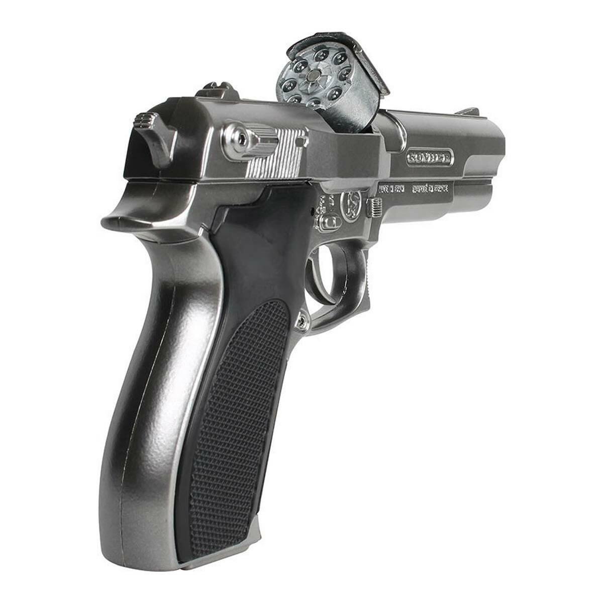 Gonher Metal Kapsül Patlatan Polis Tabancası 8'li Gümüş | Koleksiyonluk Emniyet Seti