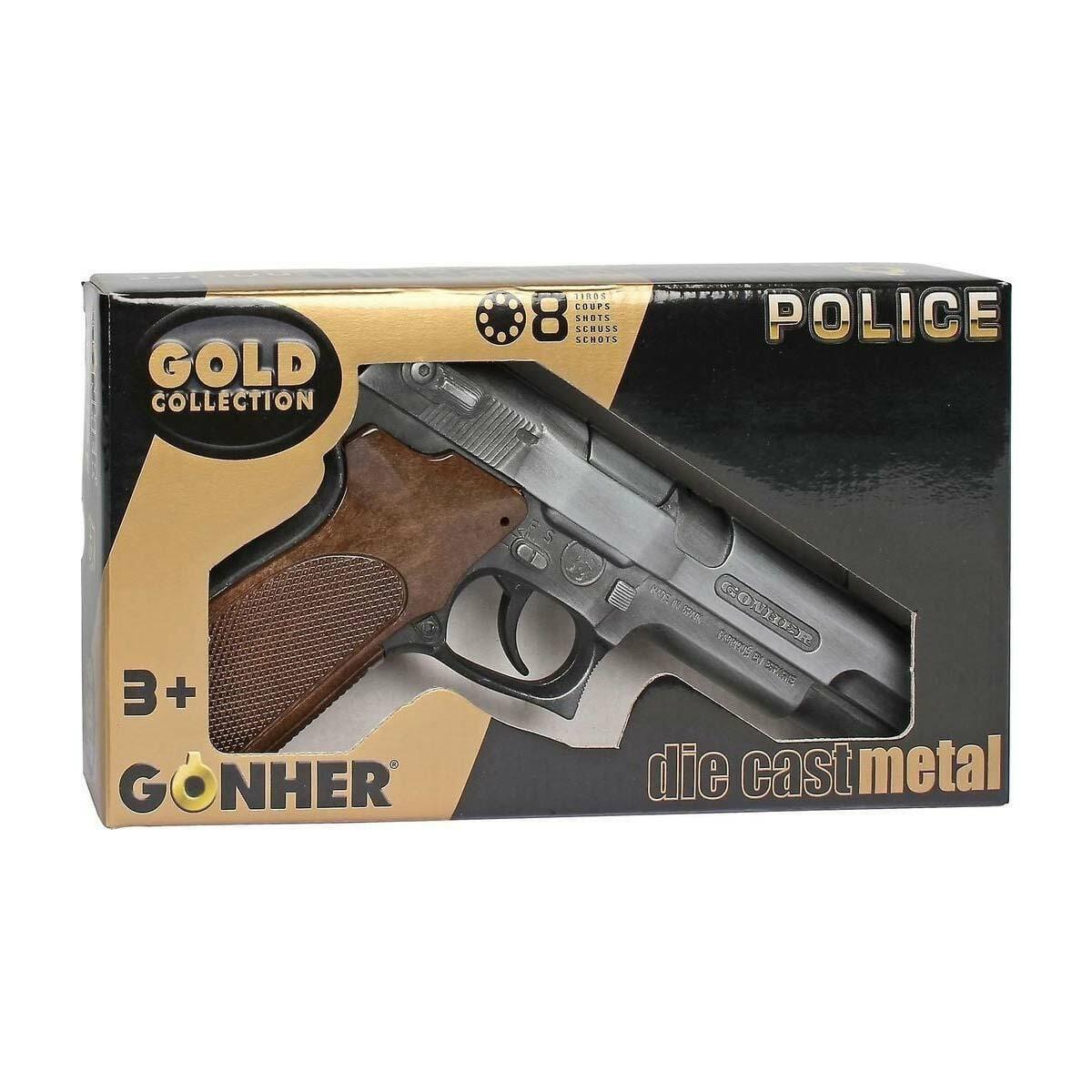 Metal Mantar Patlatan 8'li Polis Tabancası - Altın Koleksiyonu | 8 Atış Kapasiteli