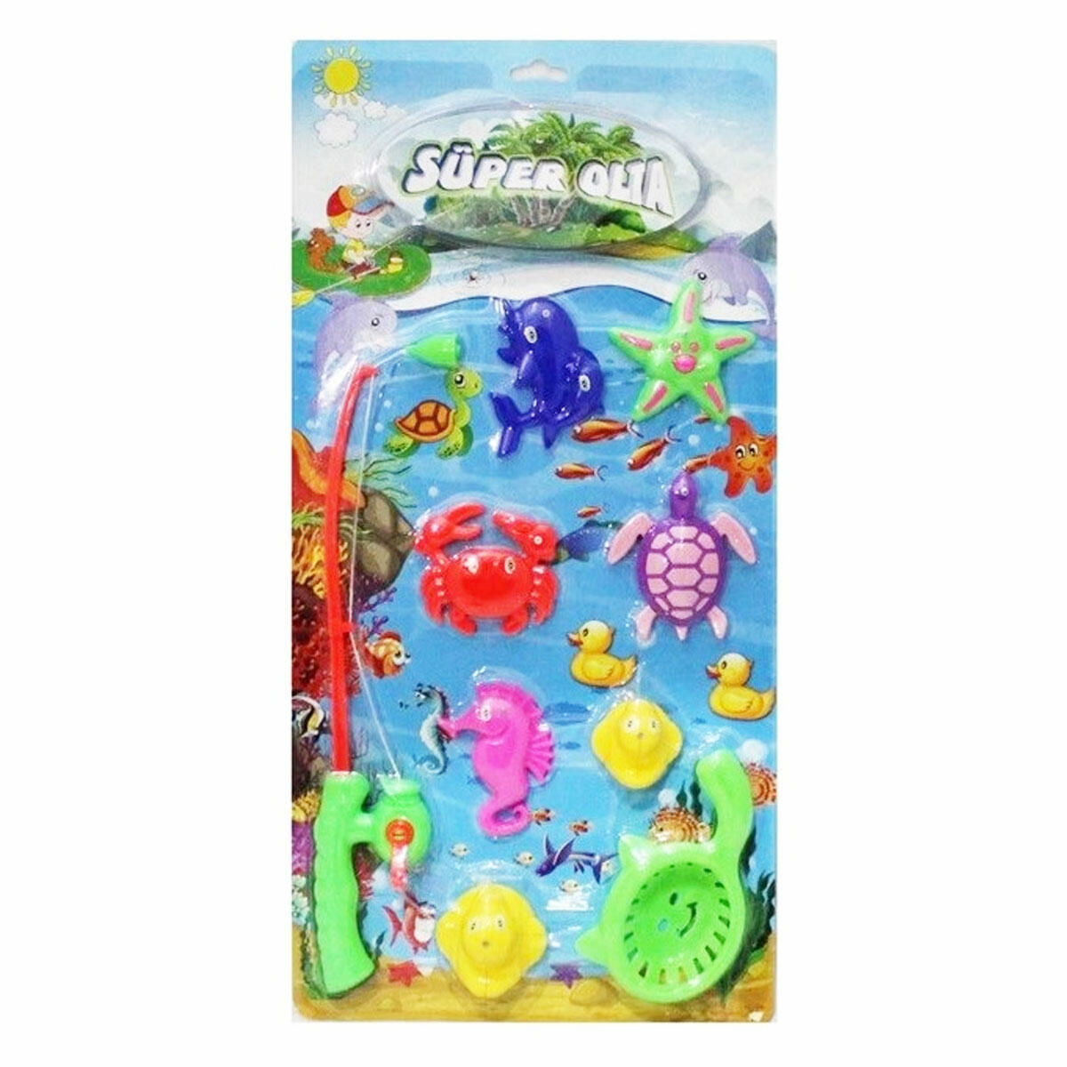 Mıknatıslı Oyuncak Süper Olta Seti 9 Parça | Eğitici Balık Tutma Oyunu | Yerli Üretim Banyo ve Havuz Oyuncakları