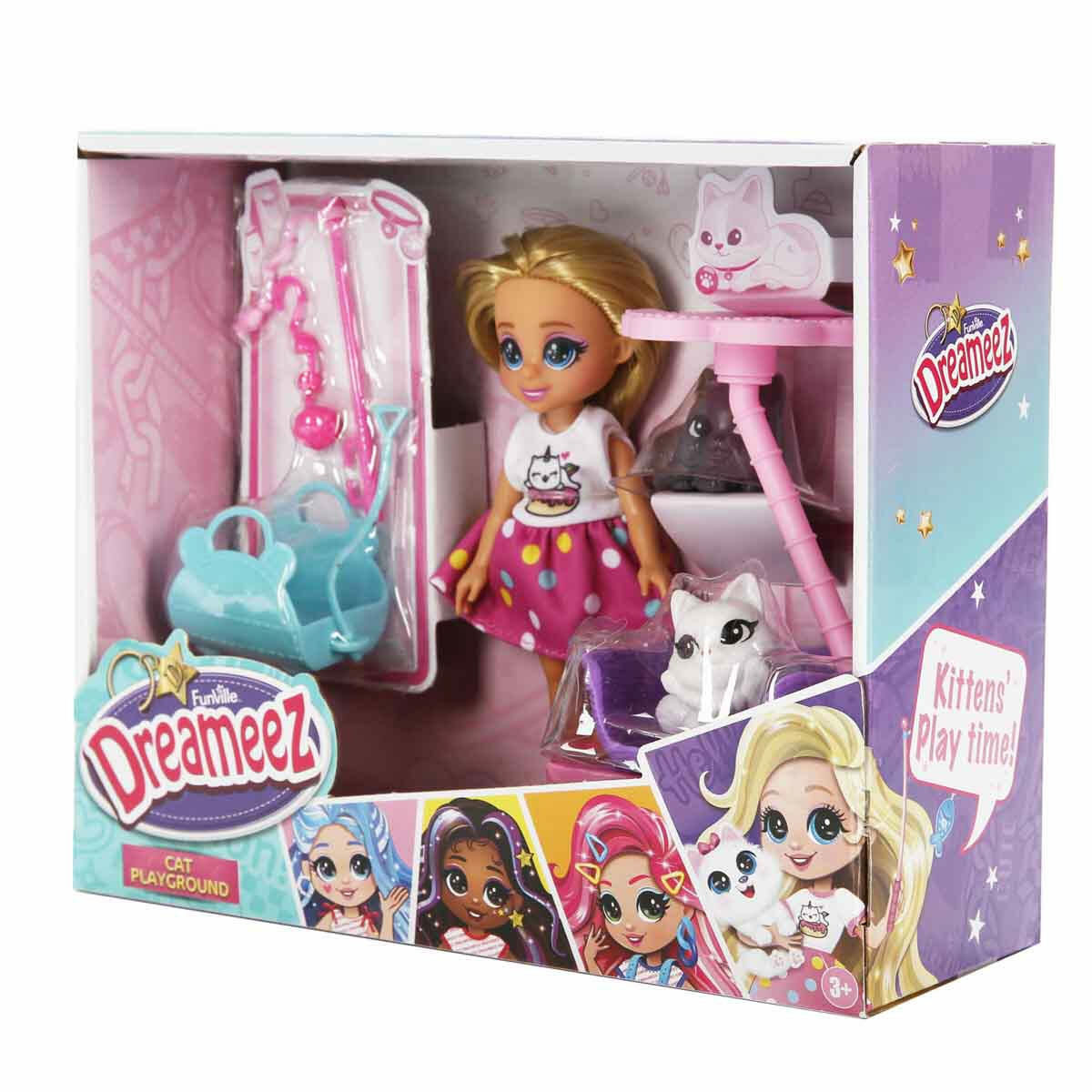 Dreameez Mini Bebek ve Kedi Evi Oyun Seti | Mini Bebek Ve Kedili Oyun Parkuru | Aksesuarlı Hayvan Sever Seti