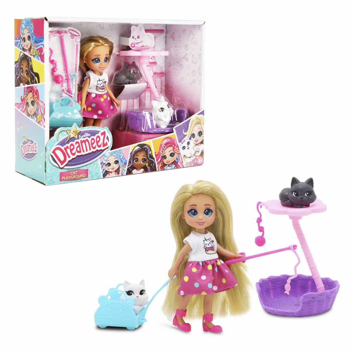 Dreameez Mini Bebek ve Kedi Evi Oyun Seti | Mini Bebek Ve Kedili Oyun Parkuru | Aksesuarlı Hayvan Sever Seti