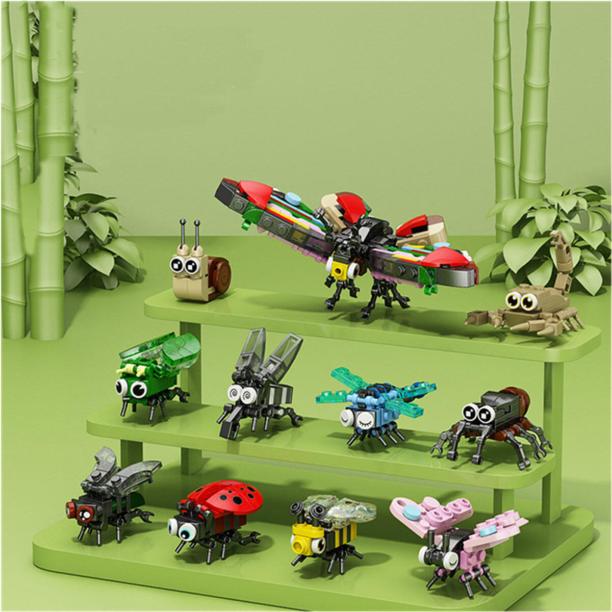 Mini Böcek Hayvanları Blokları 10 in 1 | 10'lu Koleksiyon Birleştirilebilir Yapım Seti | Kelebek Figürü Oluşturan Eğitici Blok Serisi