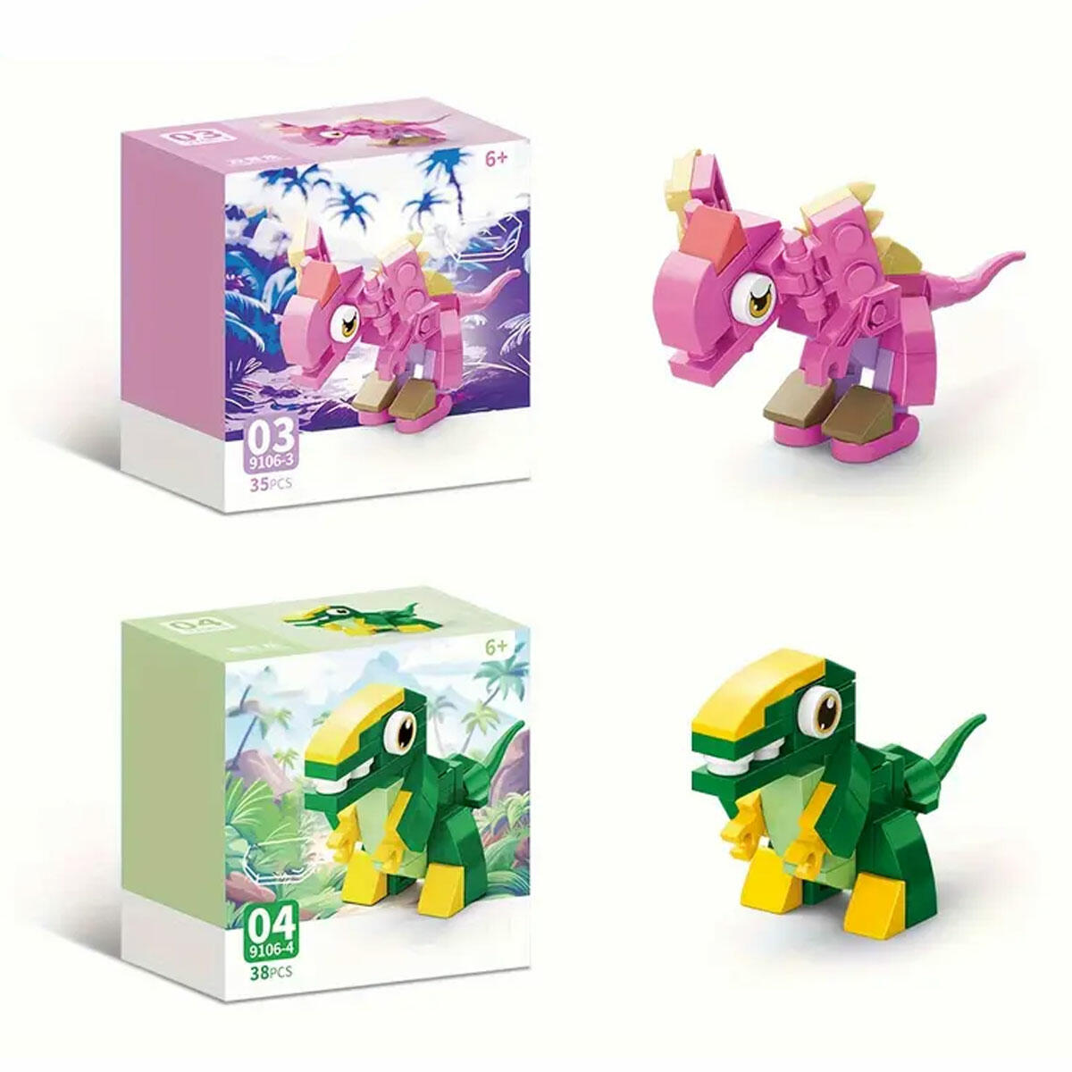 Mini Dinozor Blokları 10 in 1 | 10'lu Koleksiyon Birleştirilebilir Yapım Seti | Büyük Dinozor Figürü Oluşturan Eğitici Blok Serisi