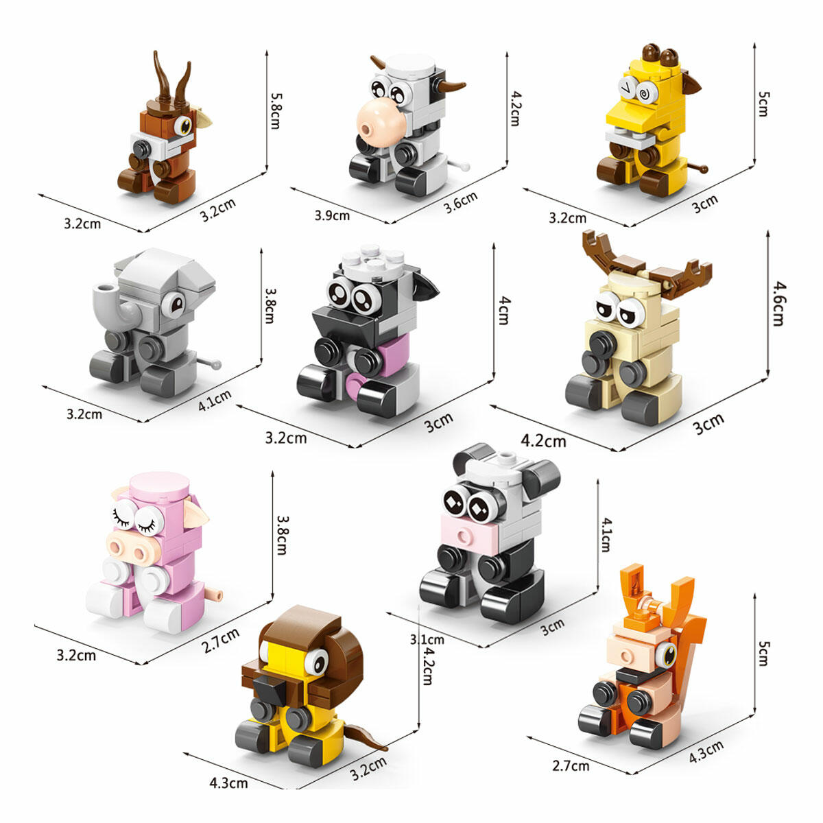 Mini Evcil Hayvan Blokları 10 in 1 | 10'lu Koleksiyon Birleştirilebilir Yapım Seti | Büyük Koala Figürü Oluşturan Eğitici Blok Serisi