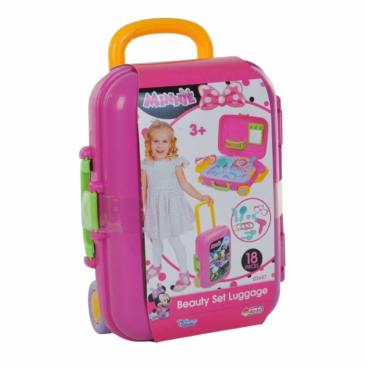 Minnie Mouse Bavulum Güzellik Seti | 18 Parça Taşınabilir Makyaj Seti | Çocuklar İçin Minnie Temalı Eğitici Moda Bavulu