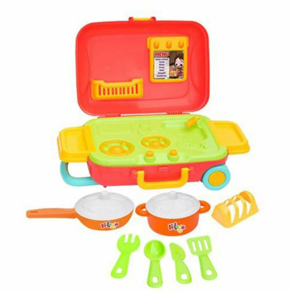 Minnie Mouse Mutfak Seti Bavulum | 15 Parça Taşınabilir Oyuncak Mutfak Seti | Eğitici ve Eğlenceli Evcilik Oyuncağı
