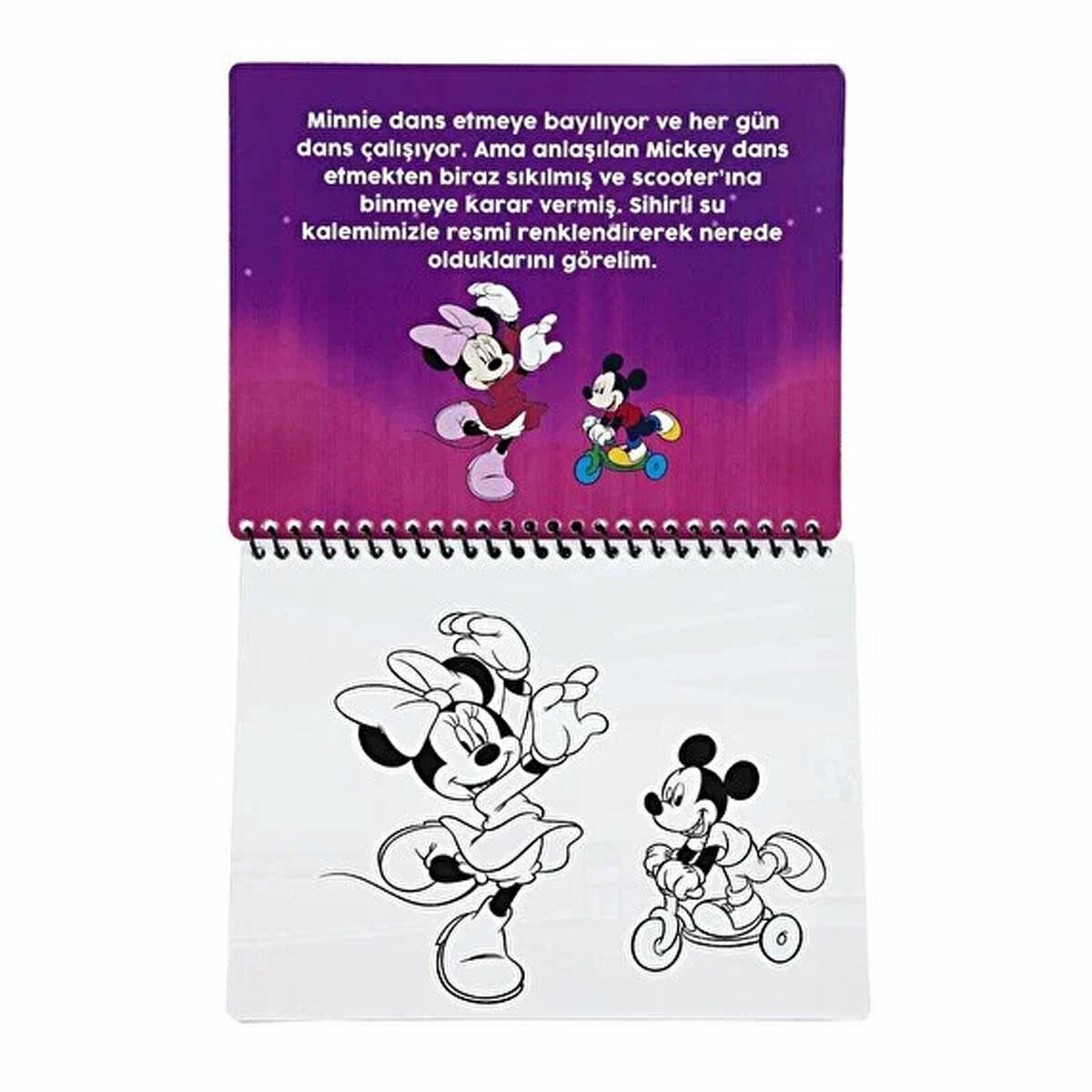 Minnie Mouse Sihirli Boyama Kitabı | Suyla Renklenen Mucizevi Defter | Mürekkepsiz ve Leke Bırakmayan Eğitici Boyama Seti