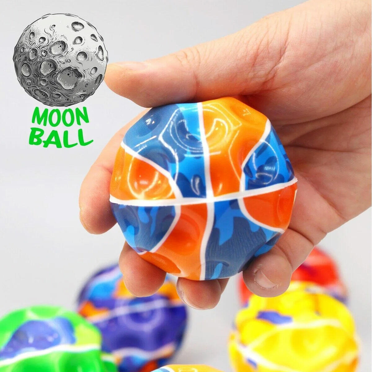 Moonball Ay Topu Işıklı 70mm | Ultra Yüksek Sıçrayan LED Işıklı Zıp Zıp Top | Gece ve Gündüz Eğlenceli Aktivite Topu
