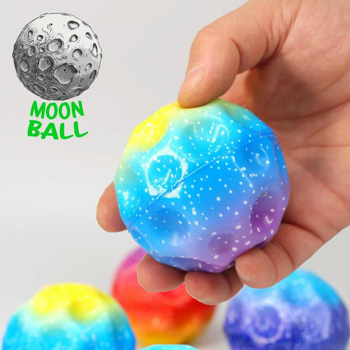 Moonball Ay Topu Işıklı 70mm | Ultra Yüksek Sıçrayan LED Işıklı Zıp Zıp Top | Gece ve Gündüz Eğlenceli Aktivite Topu