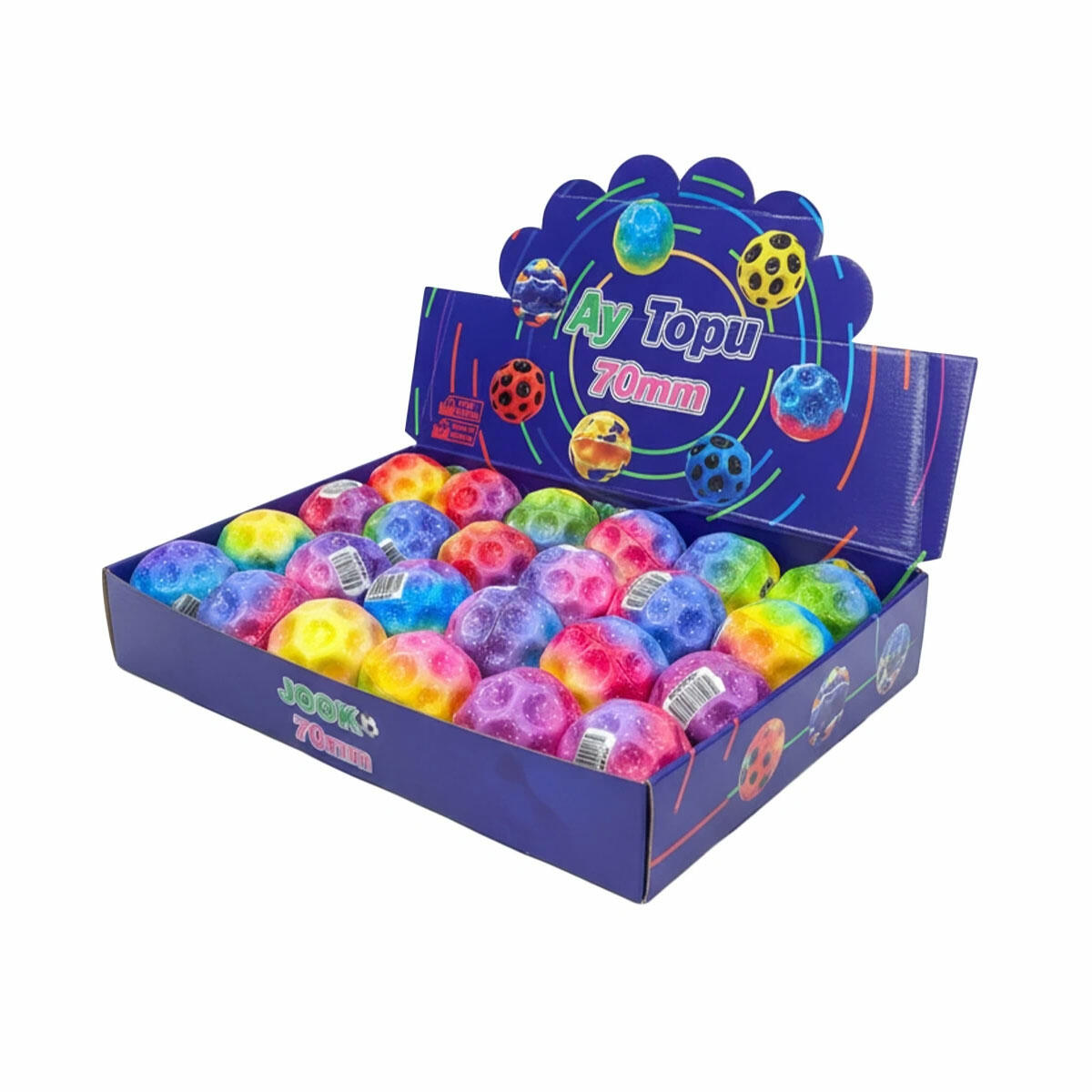 Moonball Ay Topu Işıklı 70mm | Ultra Yüksek Sıçrayan LED Işıklı Zıp Zıp Top | Gece ve Gündüz Eğlenceli Aktivite Topu