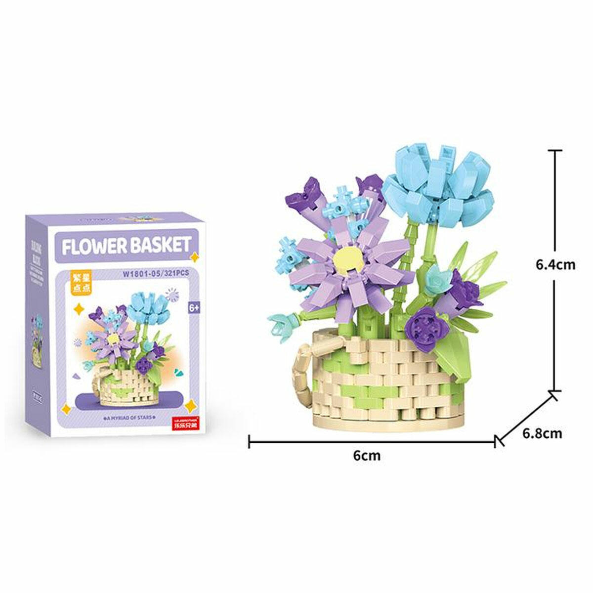 Mor ve Mavi Çiçek 321 Parça Blok Seti | Mikro Detaylı Dekoratif Yapım Bloğu | Masaüstü Hobi ve Modern Ev Aksesuarı Seti