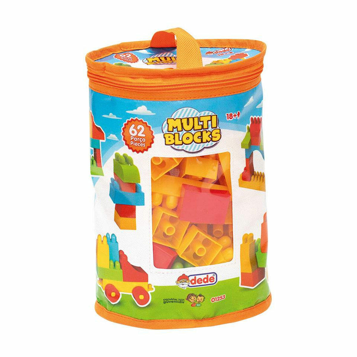 Multi Blocks 62 Parça Renkli Blok Seti | Yaratıcılığı Geliştiren Eğitici İnşa Oyunu ve Taşınabilir Saklama Çantalı Bloklar