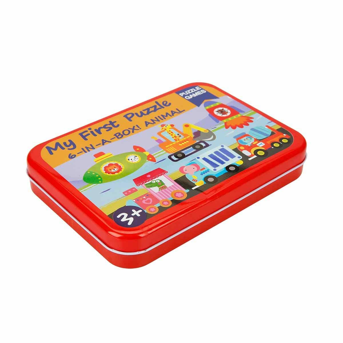 My First Puzzle Metal Kutulu 27 Parça Ahşap Puzzle | Araçlar Serisi 6'sı 1 Arada | İlk Yapboz Eğitim Seti