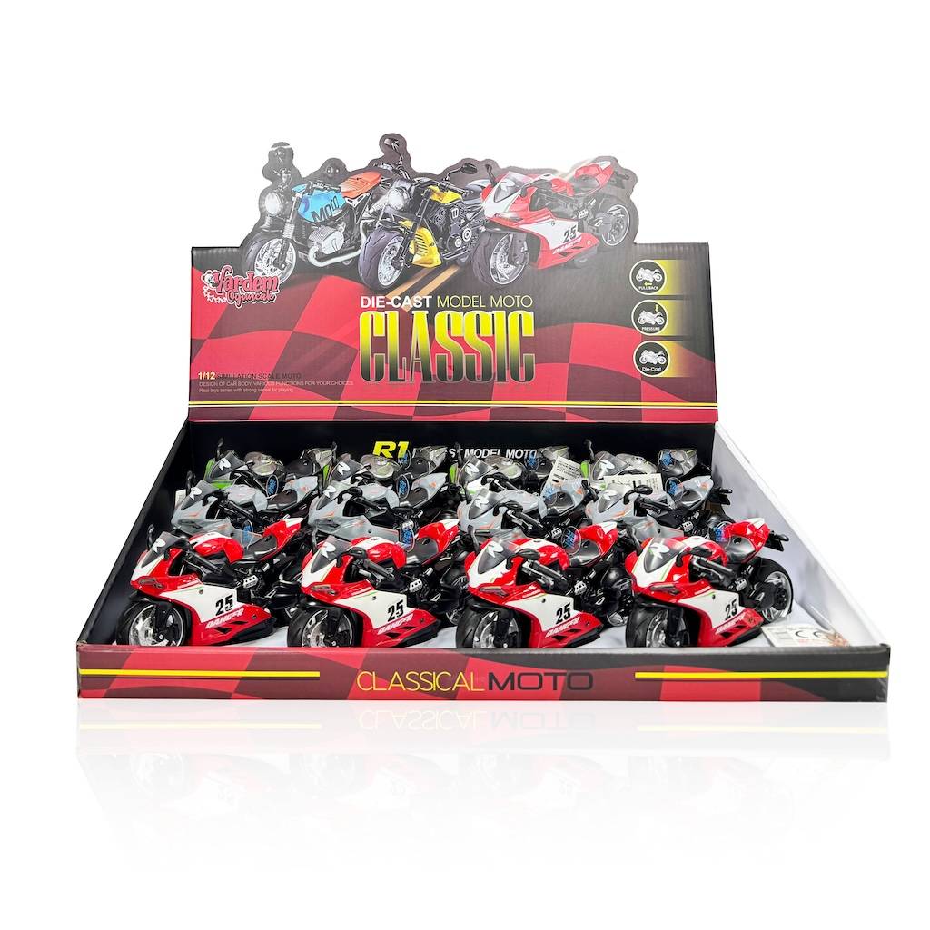 Çek Bırak Sesli ve Işıklı 1:12 Die-Cast Clasic Spor Motosiklet