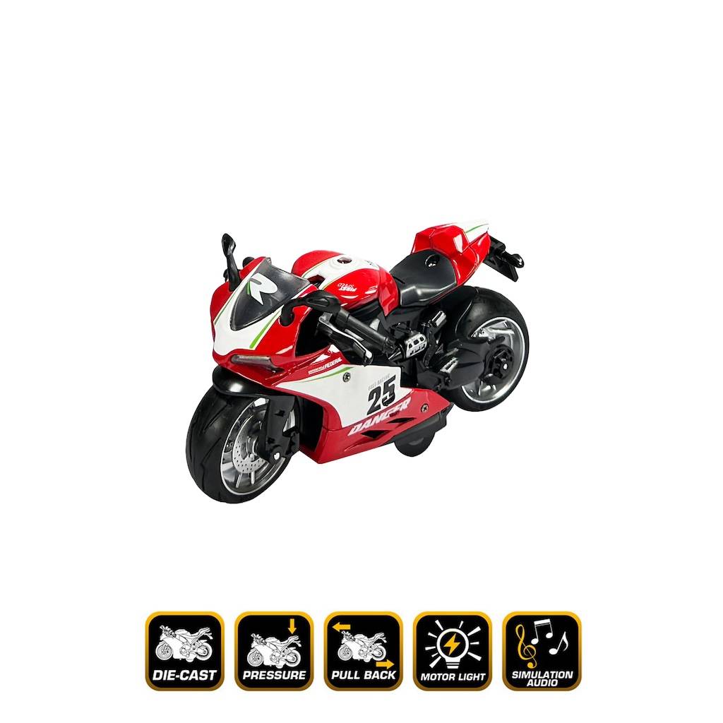 Çek Bırak Sesli ve Işıklı 1:12 Die-Cast Clasic Spor Motosiklet