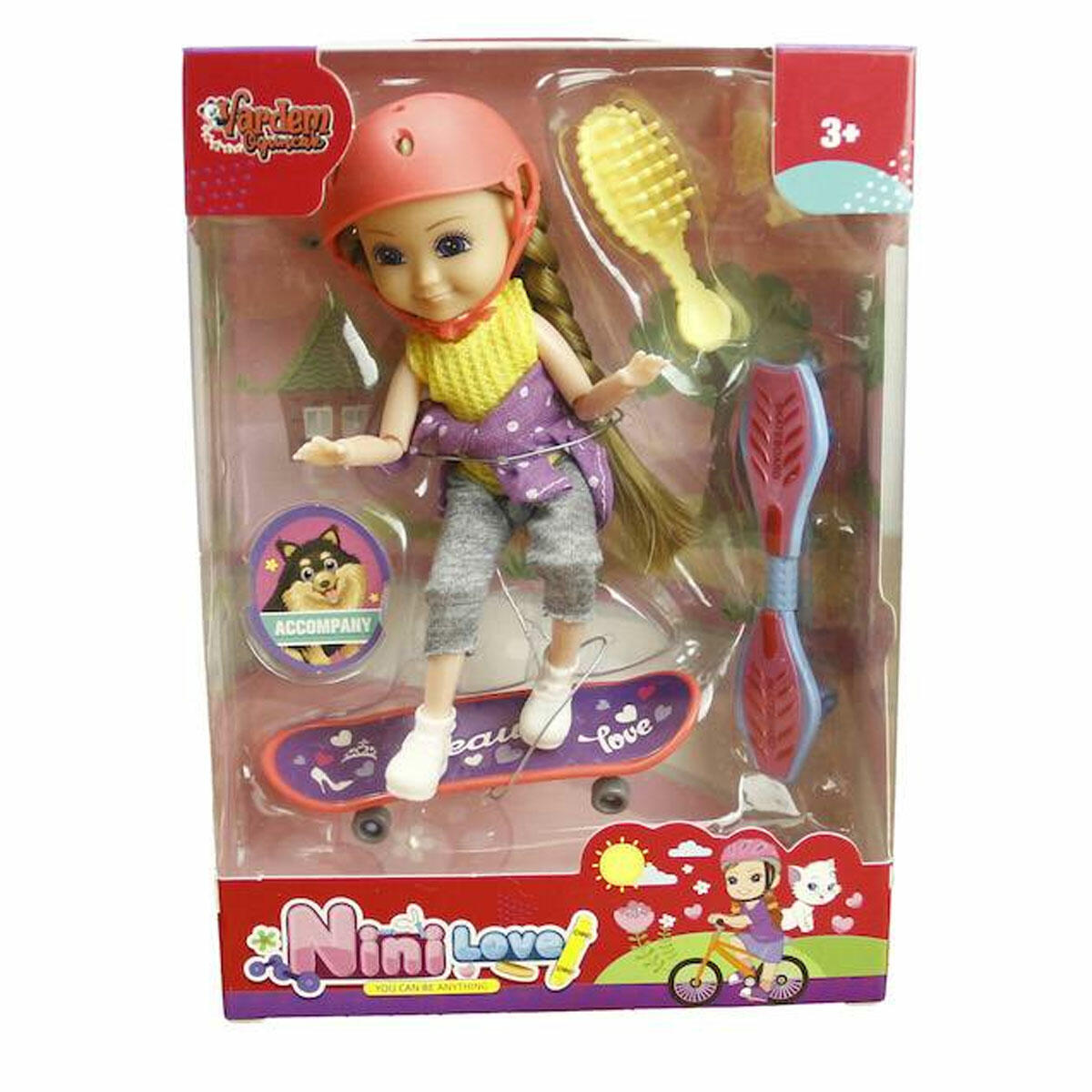 Nini Love Sporcu Bebekler Seti | Bisiklet, Kaykay ve Scooter Aksesuarlı | Eğitici ve Hareketli Bebek Oyun Seti