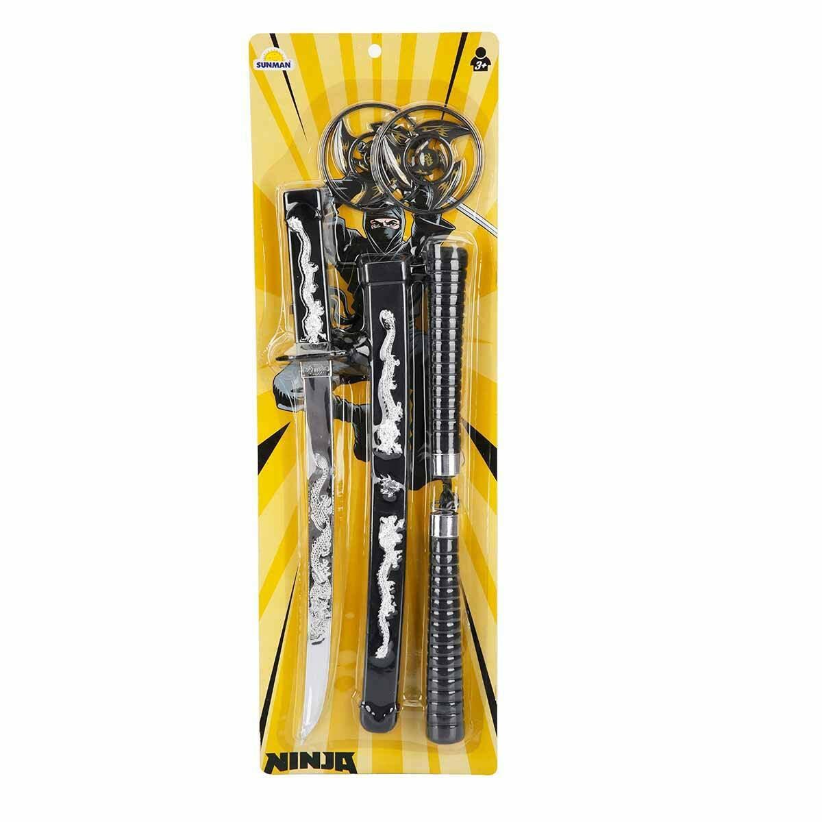 Ninja Kılıç Oyun Seti | Ejderha Ve Gümüş Desenli Aksiyon Cephaneliği