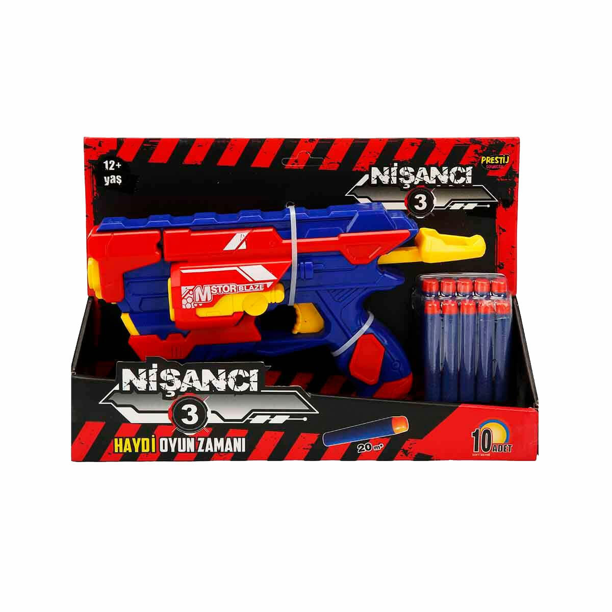 Nişancı 3 Sünger Dart Atan Silah | 20 Metre Menzilli Oyuncak Tabanca | 10 Adet Yumuşak Dart Dahil Aksiyon ve Kapışma Seti