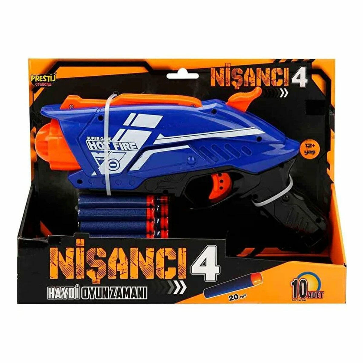 Nişancı 4 Dart Fırlatıcı Silah | 10 Adet Soft Mermili Atış Seti | 28 cm Güvenli Sünger Dart Atıcı