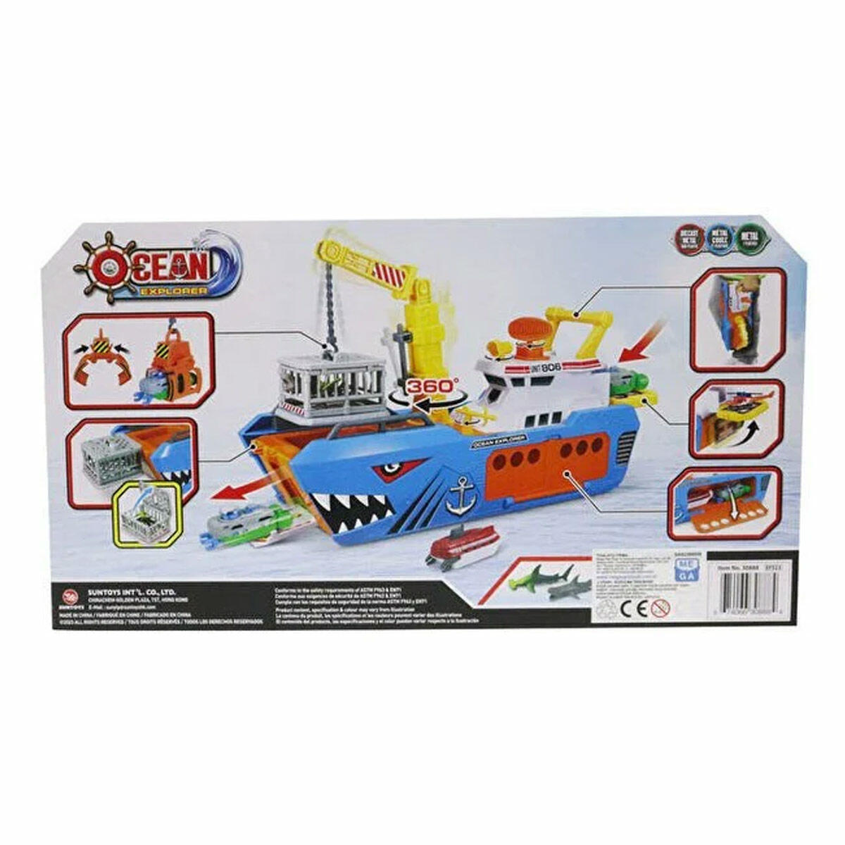 Express Wheels Okyanus Kaşifi Oyun Seti | Köpek Balıklı Gemi Ve Su Püskürten Denizaltı | 360 Derece Vinçli İnteraktif Deniz Üssü