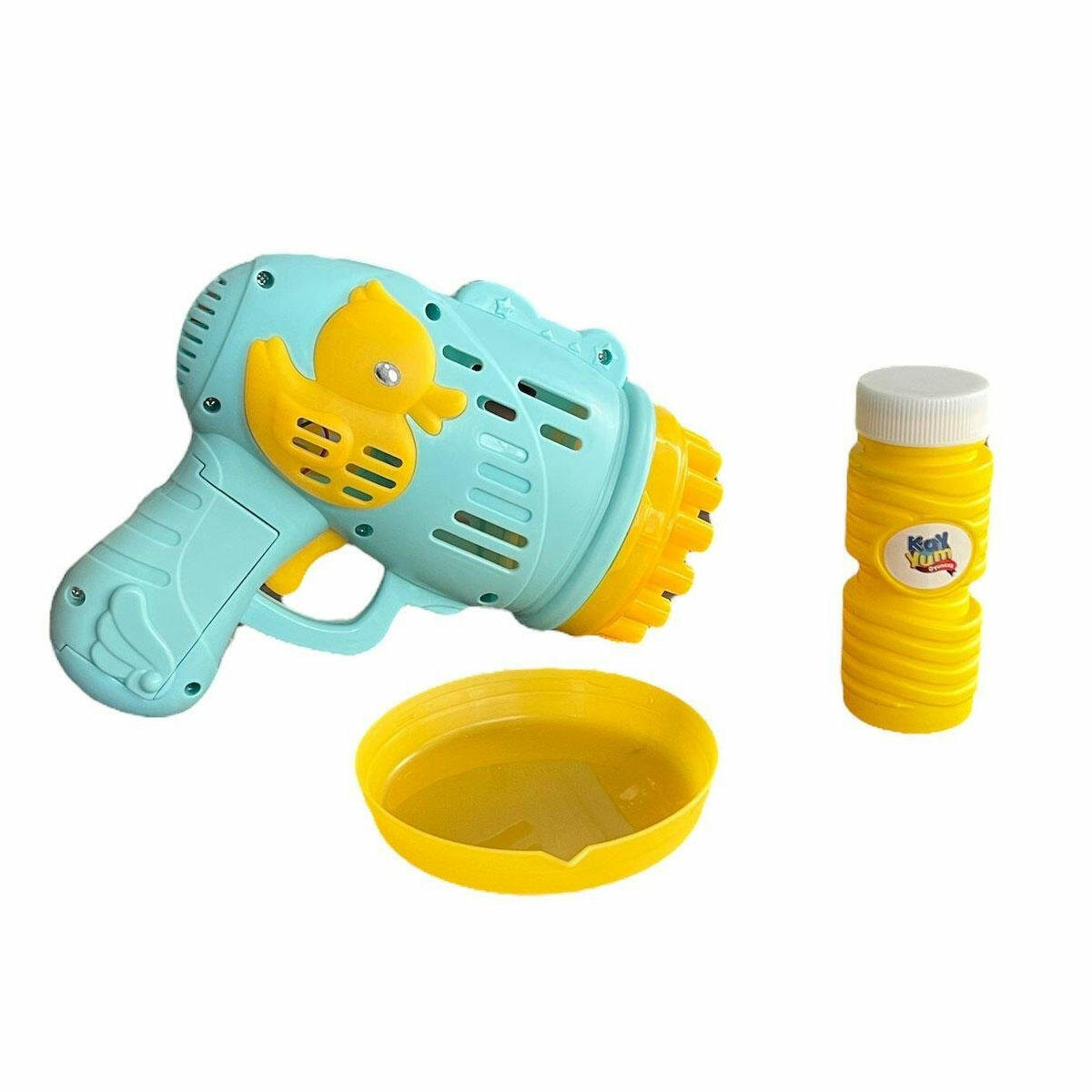 Pilli Ördekli Köpük Tabancası Mavi | Işıklı Otomatik Baloncuk Makinesi | Çocuklar İçin Ördek Figürlü Köpük Tabancası