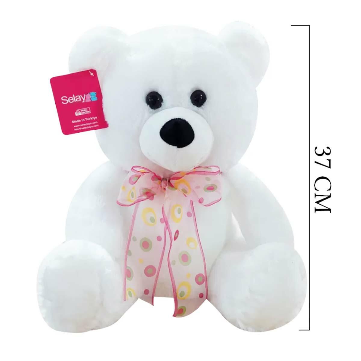 Oturan Ayı 37 CM Beyaz | Welsoft Pofuduk Uyku Arkadaşı | Feyza Oyuncak Özel Seri