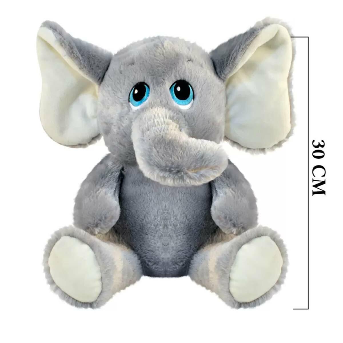 Oturan Peluş Fil 30 CM | Welsoft Dokulu Şans Getiren Dost | Güvenli Ve Yıkanabilir Uyku Arkadaşı