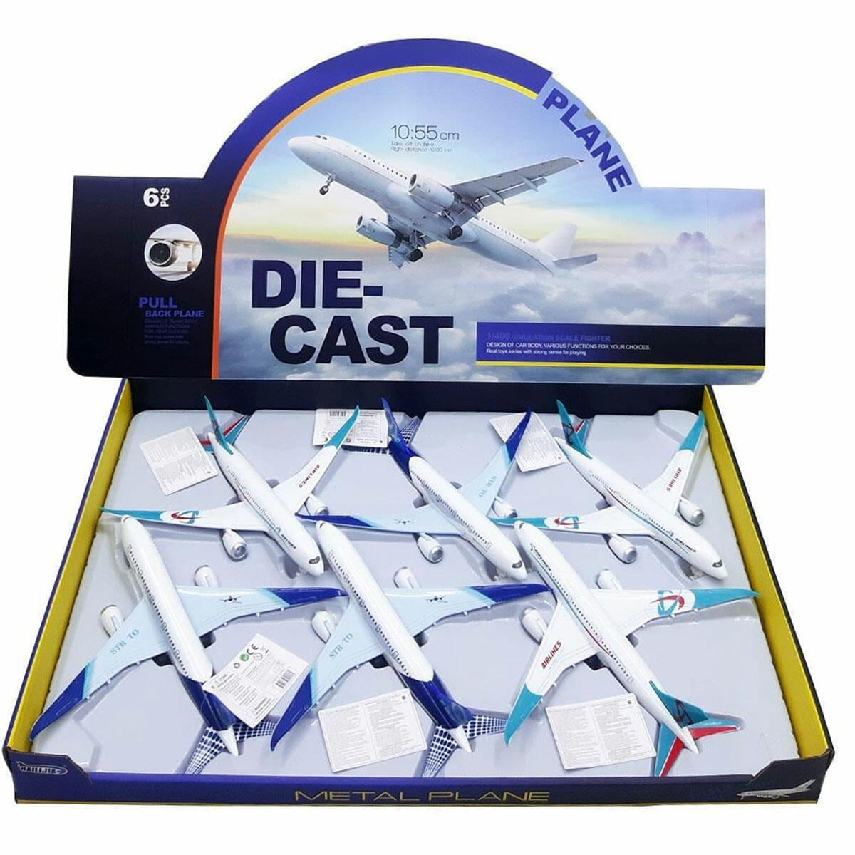 Oyuncak Çek Bırak Die-Cast Uçaklar | 1:400 Ölçekli Metal Model Uçak Serisi | Dayanıklı ve Hızlı Çek-Bırak Hava Taşıtları
