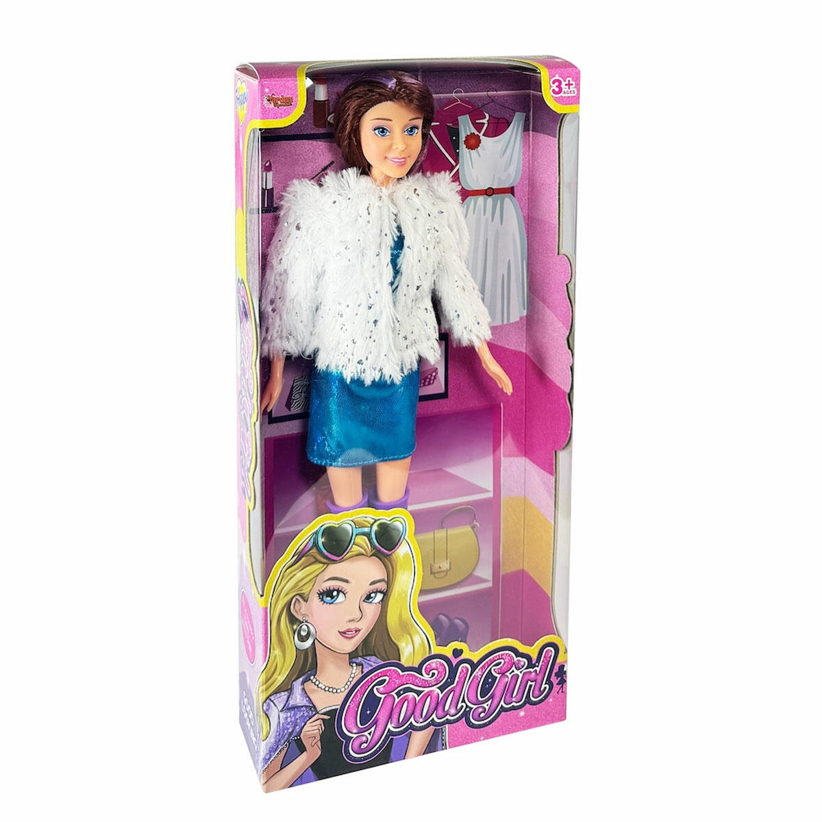 Parlak Elbiseli Ceketli Bebek 29 cm | Şık Kıyafetli Moda Bebeği | 3 Yaş ve Üzeri Çocuklar İçin Aksesuarlı Oyun Bebeği