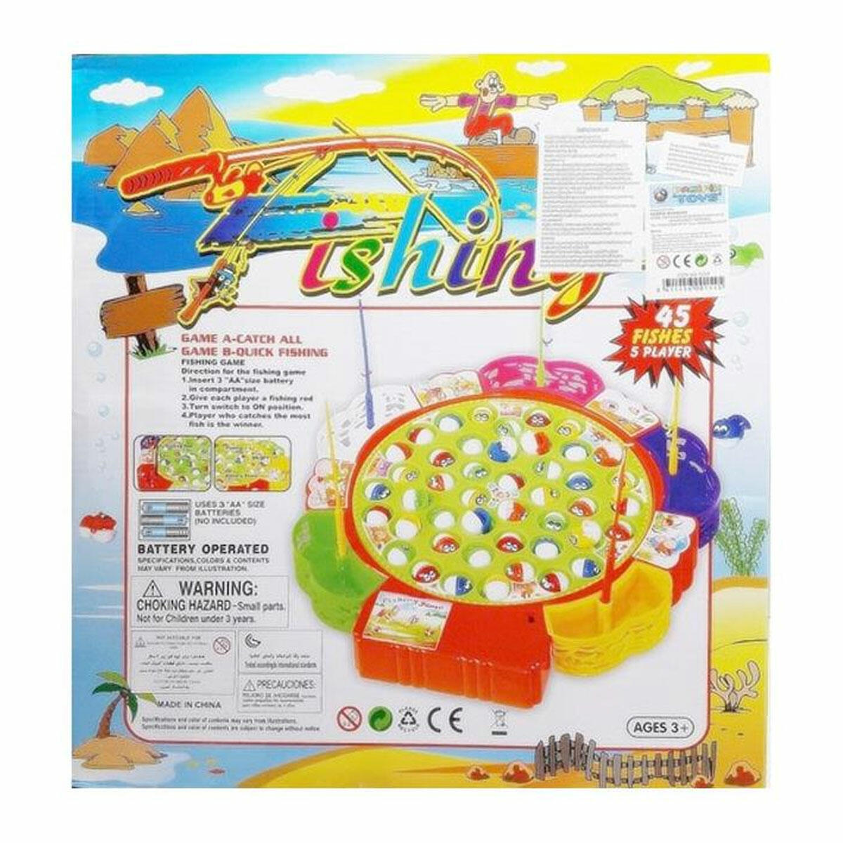 Pasifik Toys Pilli Balık Tutma Oyunu (45 Balık) | El-Göz Koordinasyonunu Geliştiren Büyük Boy Set