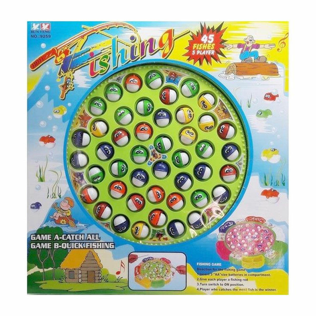 Pasifik Toys Pilli Balık Tutma Oyunu (45 Balık) | El-Göz Koordinasyonunu Geliştiren Büyük Boy Set