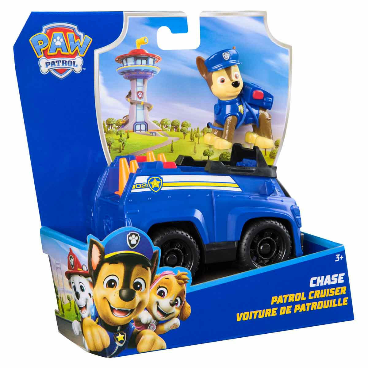 PAW Patrol Chase Figürü ve Polis Arabası | Orijinal Lisanslı Kurtarma Aracı | 13 cm Devriye Arabası ve Chase Figürü