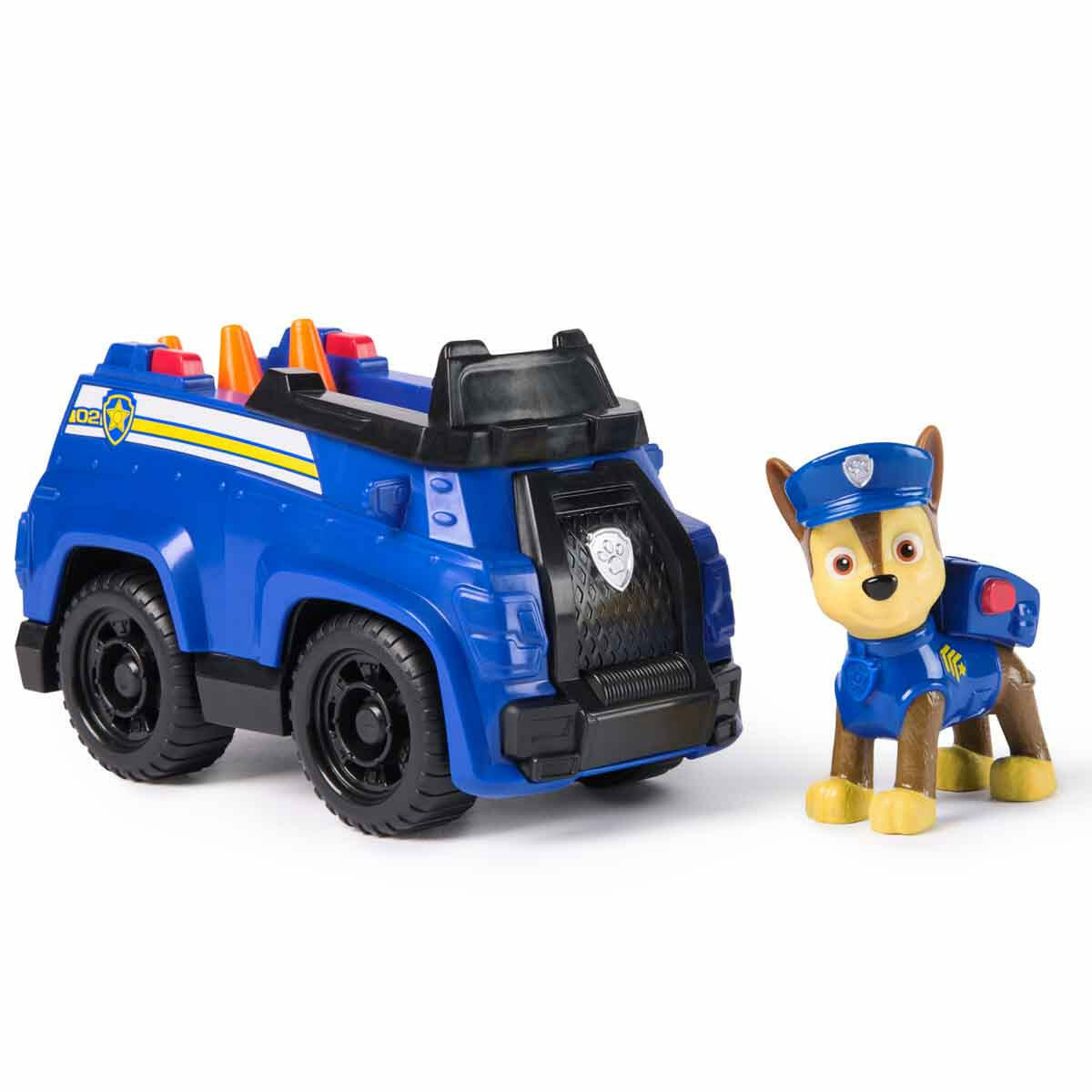 PAW Patrol Chase Figürü ve Polis Arabası | Orijinal Lisanslı Kurtarma Aracı | 13 cm Devriye Arabası ve Chase Figürü