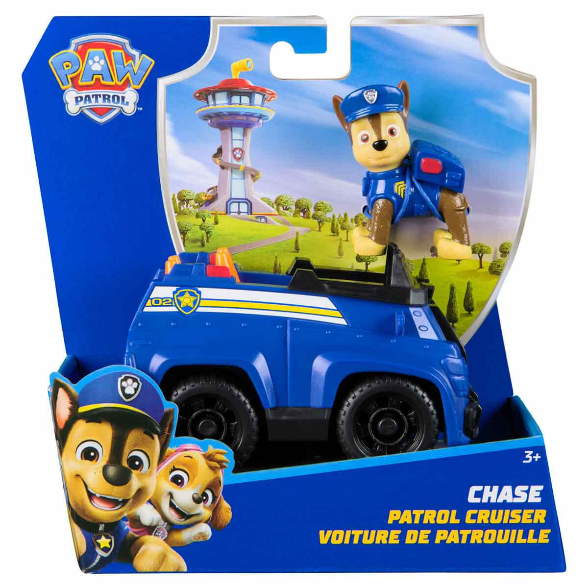 PAW Patrol Chase Figürü ve Polis Arabası | Orijinal Lisanslı Kurtarma Aracı | 13 cm Devriye Arabası ve Chase Figürü