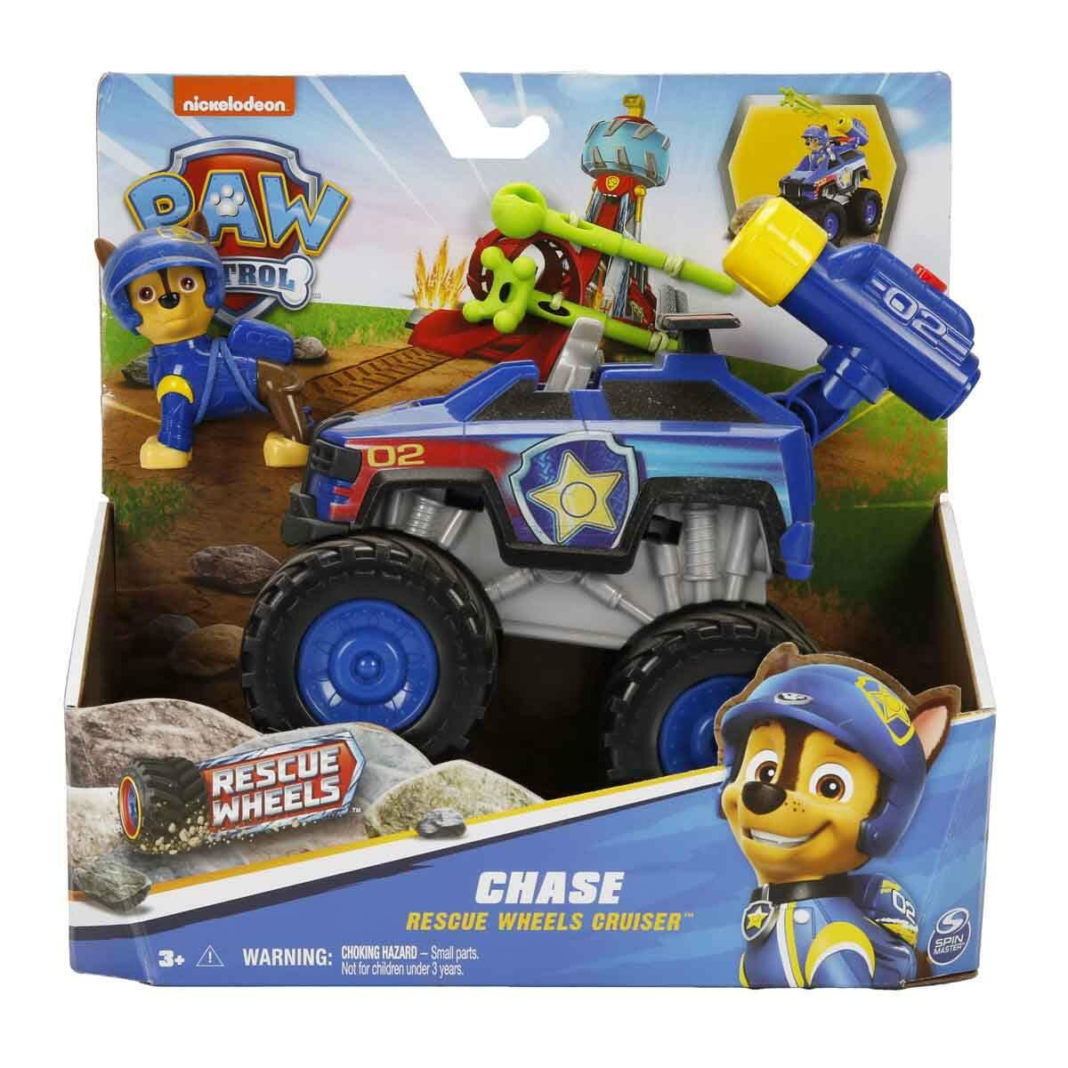 PAW Patrol Rescue Wheels Chase Figürü ve Kurtarma Aracı Cruiser | Mermi Fırlatan Dev Tekerlekli Polis Aracı