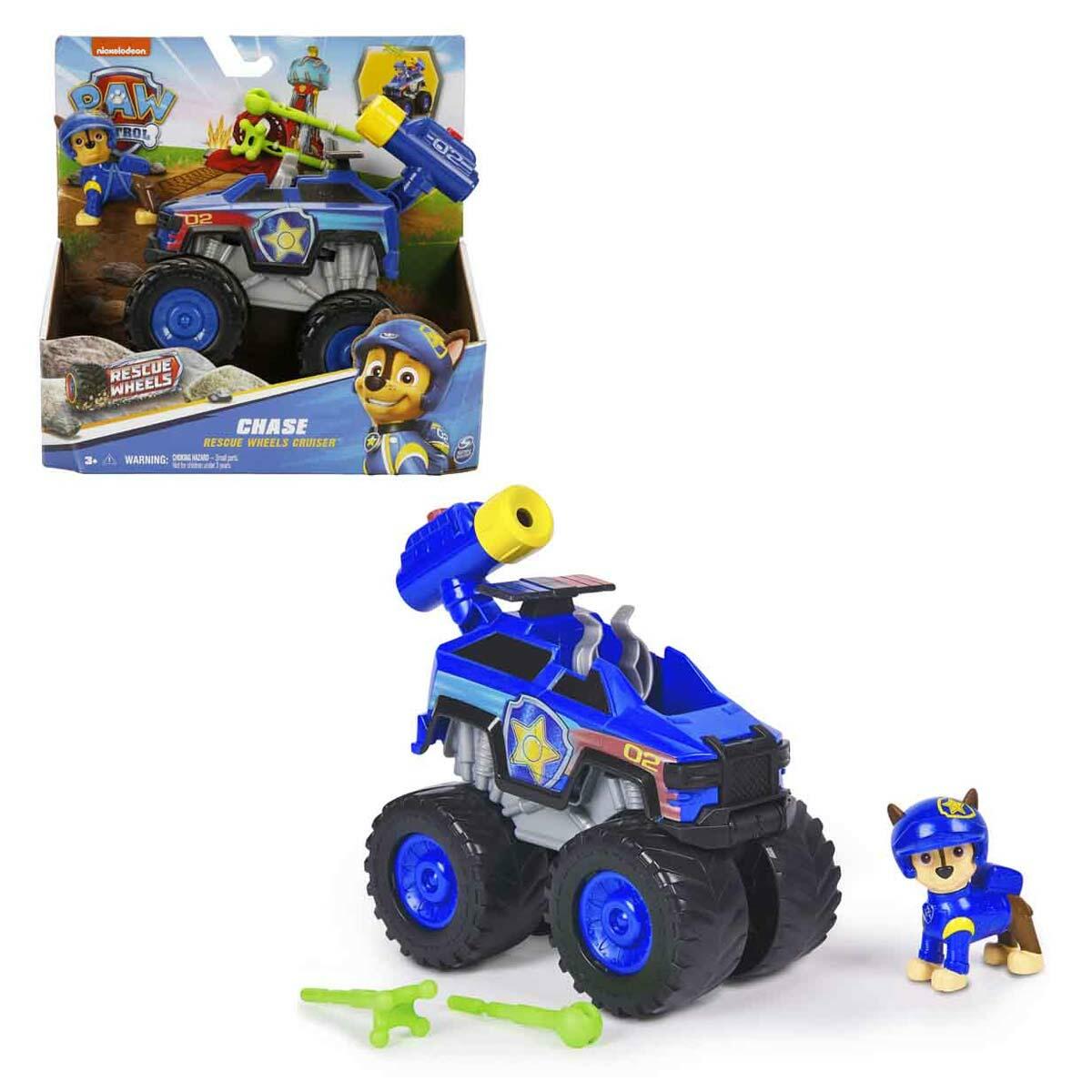 PAW Patrol Rescue Wheels Chase Figürü ve Kurtarma Aracı Cruiser | Mermi Fırlatan Dev Tekerlekli Polis Aracı